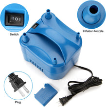 Load image into Gallery viewer, 680W High Power Two Nozzle High Power Electric Balloon Inflator Pump Portable Blue Air Blower,Inflate in One Second