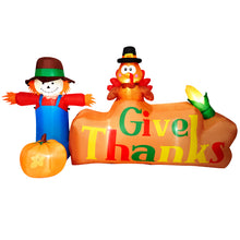 Load image into Gallery viewer, 8Ft Autumn Outdoor Built-in LED Inflatable Scarecrow and Turkey – Thanksgiving Inflatable Decorations Great for Home, Yard, Lawn