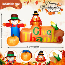 Load image into Gallery viewer, 8Ft Autumn Outdoor Built-in LED Inflatable Scarecrow and Turkey – Thanksgiving Inflatable Decorations Great for Home, Yard, Lawn
