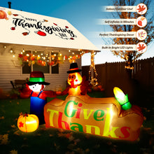 Load image into Gallery viewer, 8Ft Autumn Outdoor Built-in LED Inflatable Scarecrow and Turkey – Thanksgiving Inflatable Decorations Great for Home, Yard, Lawn