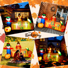 Load image into Gallery viewer, 8Ft Autumn Outdoor Built-in LED Inflatable Scarecrow and Turkey – Thanksgiving Inflatable Decorations Great for Home, Yard, Lawn