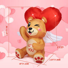 Load image into Gallery viewer, CAMULANC 4FT Long Valentines Day Inflatables Bear Love with LED Lights, Blow Up Romantic Decor for Wedding Proposal, Sweet Valentines Gift,Anniversary, Outdoor and Indoor Yard Party Supplies