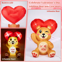 Load image into Gallery viewer, CAMULANC 4FT Long Valentines Day Inflatables Bear Love with LED Lights, Blow Up Romantic Decor for Wedding Proposal, Sweet Valentines Gift,Anniversary, Outdoor and Indoor Yard Party Supplies