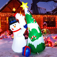 Load image into Gallery viewer, CAMULAND Inflatable Christmas Tree, 7FT Snowman Picking Stars with Built-in LED Lights, Blow Up Inflatable Christmas Decorations for Party Outdoor, Yard, Garden, Lawn, Winter Décor