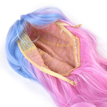 Load image into Gallery viewer, AGPtEK Long Full Curly Wavy Multi-Color Lolita Halloween Wigs with Wig Cap Comb and Rubber Band for Women Cosplay Costume Party, Light Blue/ Pink