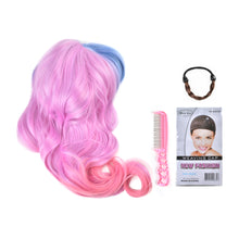 Load image into Gallery viewer, AGPtEK Long Full Curly Wavy Multi-Color Lolita Halloween Wigs with Wig Cap Comb and Rubber Band for Women Cosplay Costume Party, Light Blue/ Pink