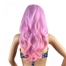 Load image into Gallery viewer, AGPtEK Long Full Curly Wavy Multi-Color Lolita Halloween Wigs with Wig Cap Comb and Rubber Band for Women Cosplay Costume Party, Light Blue/ Pink
