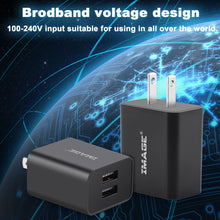 Load image into Gallery viewer, 2 Packs USB Travel Charger with Dual Port, 5V/2A 10W Output Power, UL Approval Charger Adapter for Most USB Equipment