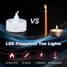 Load image into Gallery viewer, AGPtEK 24 Pack Flameless LED Candles Battery Operated Tealight Candles No Flicker Long Lasting Tealight for Wedding Holiday Party Home Decoration, Cool White