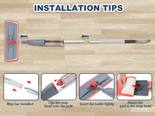 Load image into Gallery viewer, 360 Degree Microfiber Floor Spray Mop Cleaner Starter Kit with Integrated Spray and Included Refillable 600Ml Capacity Bottle and Reusable Microfiber Pad