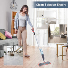 Load image into Gallery viewer, 360 Degree Microfiber Floor Spray Mop Cleaner Starter Kit with Integrated Spray and Included Refillable 600Ml Capacity Bottle and Reusable Microfiber Pad