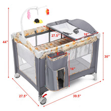 Load image into Gallery viewer, Odoland 3 in 1 Baby Playpen Foldable Bassinet Bed Baby Crib, Travel Pack Playard for Infant Toddler