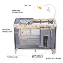Load image into Gallery viewer, Odoland 3 in 1 Baby Playpen Foldable Bassinet Bed Baby Crib, Travel Pack Playard for Infant Toddler