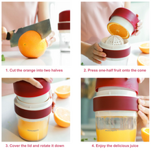 Load image into Gallery viewer, Maypott Manual Juicer, 2 in 1 Citrus Press Squeezer with Built-in 15OZ Cup and Grater,Portable Lime Hand Press Squeezer Red for Fruit Lemon