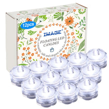 Load image into Gallery viewer, IMAGE 12Pcs Cool White Submersible Pond Lights 12 Pack LED Underwater Tea Lights Battery Operated Candles