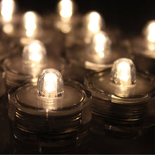 Load image into Gallery viewer, IMAGE 12Pcs Warm White LED Submersible Tealights Flameless Tealight Battery-Operated Sub Lights for Wedding Christmas Decor