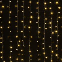 Load image into Gallery viewer, IMAGE 9.8x9.8 Feet Warm White Solar Curtain Lights 8 Modes Solar String Lights for Wedding Party Home Decoration