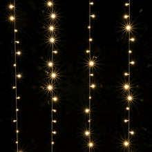 Load image into Gallery viewer, IMAGE 9.8x9.8 Feet Warm White Solar Curtain Lights 8 Modes Solar String Lights for Wedding Party Home Decoration