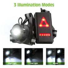 Load image into Gallery viewer, 90°Adjustable Angle and 3 Light Modes with USB Rechargeable Battery Chest Running Light