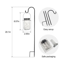 Load image into Gallery viewer, 4Pcs Solar Mason Jar Lid Lights+2x Shepherd Hooks-Hanging Lanterns+2x Mason Jars, Perfect Patio Garden Wedding Pathway Outdoor LED Lights, No Wiring Required (2-Pack)