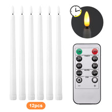 Load image into Gallery viewer, IMAGE 12 Pcs Flameless Taper Candles with Remote & 325 ft Fishing line for Home, Wedding, Birthday Decoration, Warm White