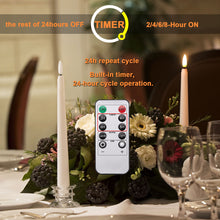 Load image into Gallery viewer, IMAGE 12 Pcs Flameless Taper Candles with Remote & 325 ft Fishing line for Home, Wedding, Birthday Decoration, Warm White