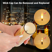 Load image into Gallery viewer, Flickering Flameless Candles Battery Operated, Acrylic Shell Pillar 3D Wick LED Candles with 11-Key Remote Control Timer for Wedding Christmas Home Decor Set of 5, Gold