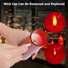 Load image into Gallery viewer, Flickering Flameless Candles Battery Operated, Acrylic Shell Pillar 3D Wick LED Candles with 11-Key Remote Control Timer for Wedding Christmas Home Decor Set of 5, Red