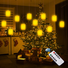 Load image into Gallery viewer, 12 Pack 1.5×2 Inch Floating Candles with Remote Timer Tea Lights Battery Operated, 250+ Hours Long-Lasting Hanging Candles for Wedding Home Decor Birthday Gifts, Warm White
