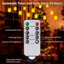 Load image into Gallery viewer, 12 Pack 1.5×2 Inch Floating Candles with Remote Timer Tea Lights Battery Operated, 250+ Hours Long-Lasting Hanging Candles for Wedding Home Decor Birthday Gifts, Warm White