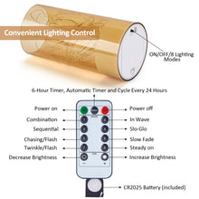 Load image into Gallery viewer, 3PCS Acrylic Shell Pillar LED Candles Featuring 13-Key Remote Timer, Battery Operated for Home, Wedding and Party Decor, Gold