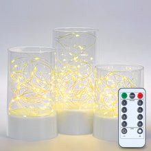 Load image into Gallery viewer, 3PCS Acrylic Shell Pillar LED Candles Featuring 13-Key Remote Timer, Battery Operated for Home, Wedding and Party Decor, White