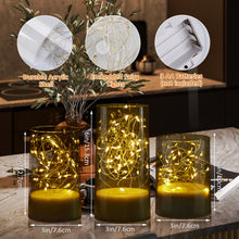 Load image into Gallery viewer, 3PCS Acrylic Shell Pillar LED Candles Featuring 13-Key Remote Timer, Battery Operated for Home, Wedding and Party Decor, White
