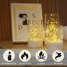 Load image into Gallery viewer, 3PCS Acrylic Shell Pillar LED Candles Featuring 13-Key Remote Timer, Battery Operated for Home, Wedding and Party Decor, White