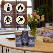 Load image into Gallery viewer, 3PCS Acrylic Shell Pillar LED Candles Featuring 13-Key Remote Timer, Battery Operated for Home, Wedding and Party Decor, Grey