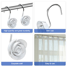 Load image into Gallery viewer, 12PCS Fashion Decorative Home Rose Shower Curtain Hooks For Interior Decoration White