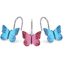 Load image into Gallery viewer, 12Pcs Butterfly Shower Curtain Resin Hooks Anti Rust Bathroom Decorative