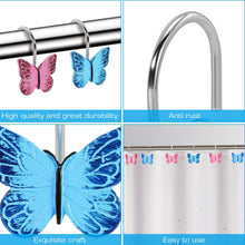 Load image into Gallery viewer, 12Pcs Butterfly Shower Curtain Resin Hooks Anti Rust Bathroom Decorative