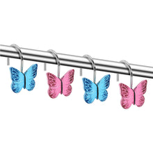Load image into Gallery viewer, 12Pcs Butterfly Shower Curtain Resin Hooks Anti Rust Bathroom Decorative
