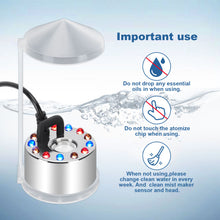 Load image into Gallery viewer, 12 LED Lights Mist Maker Fogger Adjustable Fog Atomizer Mini Air Humidifier Pond