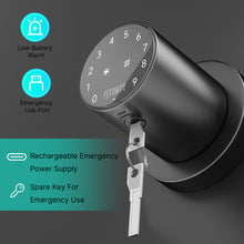 Load image into Gallery viewer, Metal Door Knob, Touch-screen Digital Door Lock for Keyless Entry, Electronic Door Lock with Spare Keys
