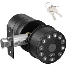 Load image into Gallery viewer, Keypad Door Knob Lock, Electronic Door Handle with Keypad and Key, Automatic Locking, User Managed, 100 Codes, For Office, Warehouse, Bedroom, Garage, Black