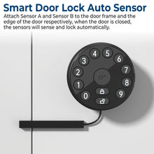 Load image into Gallery viewer, Keypad Door Knob Lock, Electronic Door Handle with Keypad and Key, Automatic Locking, User Managed, 100 Codes, For Office, Warehouse, Bedroom, Garage, Black
