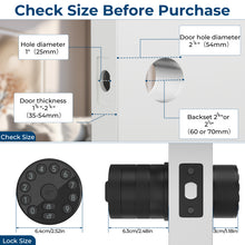Load image into Gallery viewer, Keypad Door Knob Lock, Electronic Door Handle with Keypad and Key, Automatic Locking, User Managed, 100 Codes, For Office, Warehouse, Bedroom, Garage, Black