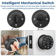 Load image into Gallery viewer, Keypad Door Knob Lock, Electronic Door Handle with Keypad and Key, Automatic Locking, User Managed, 100 Codes, For Office, Warehouse, Bedroom, Garage, Black