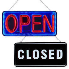 Load image into Gallery viewer, FITNATE Open & Closed Neon Signs, Double-Sided 3D Mirror LED Light Sign for Business, 10 Lighting Modes, Plug-in 12V/2A Safe Power Supply, Hanging Chain Included, 21.26"x9.84"