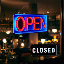 Load image into Gallery viewer, FITNATE Open & Closed Neon Signs, Double-Sided 3D Mirror LED Light Sign for Business, 10 Lighting Modes, Plug-in 12V/2A Safe Power Supply, Hanging Chain Included, 21.26"x9.84"