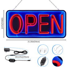 Load image into Gallery viewer, FITNATE Open & Closed Neon Signs, Double-Sided 3D Mirror LED Light Sign for Business, 10 Lighting Modes, Plug-in 12V/2A Safe Power Supply, Hanging Chain Included, 21.26"x9.84"