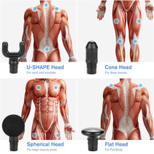 Load image into Gallery viewer, AGPTEK Portable Massage Gun, Deep Tissue Percussion Massager for Pain Relief, Electric Muscle Massager, Quiet Powerful Brushless Motor, 4 Level up to 3000 RPM