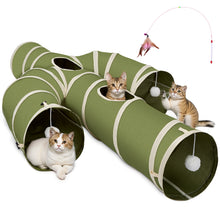 Load image into Gallery viewer, Ownpets Green 12 inch Diameter Cat Tunnel, Large Interactive Peek Hole Pet Tunnel Tube with Cat Wand Toy, Cactus-Shaped Cat Tunnel Toy